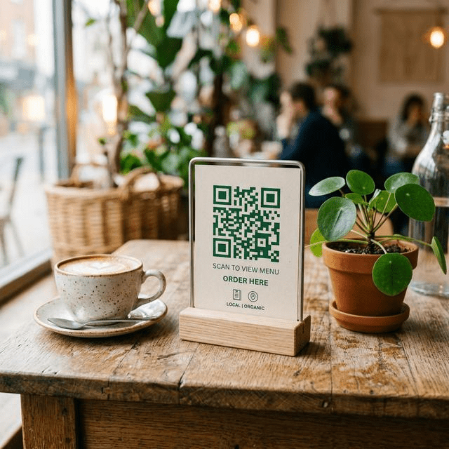 QR menu table display